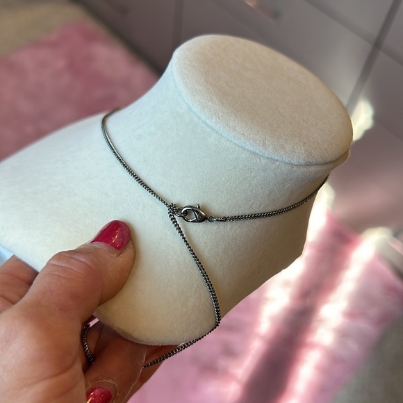 Authentic Chanel silver 16” (extends to 24”) black/clear stones logo necklace - Picture 4 of 7